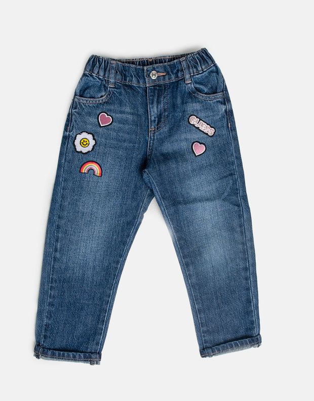 Guess Kids Girls Mom Hi Rise Patch Jeans