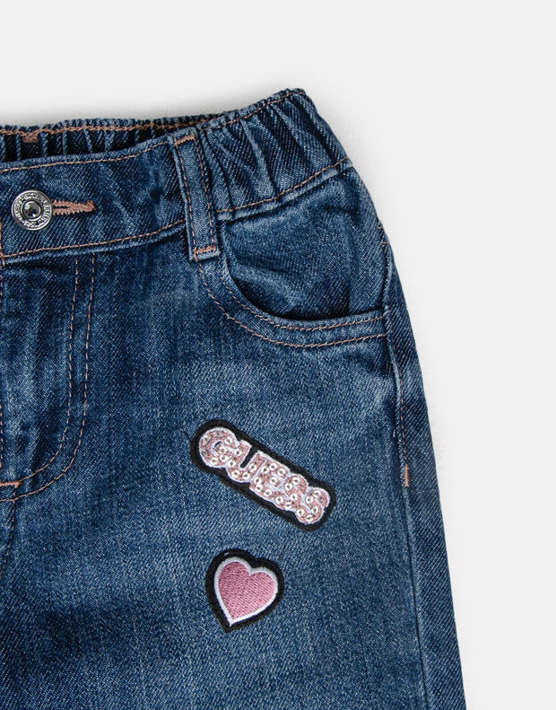 Guess Kids Girls Mom Hi Rise Patch Jeans