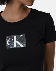 Calvin Klein Sequin Slim T-Shirt Black