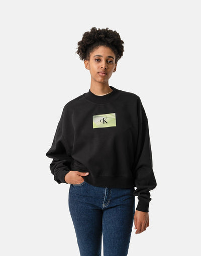 Calvin Klein Illuminated Box Logo Crew Neck Black