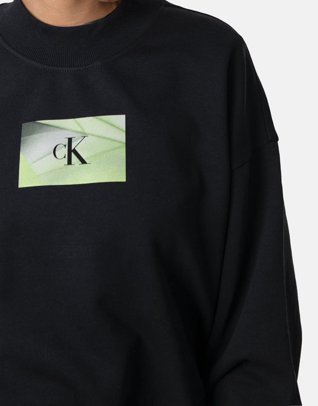 Calvin Klein Illuminated Box Logo Crew Neck Black