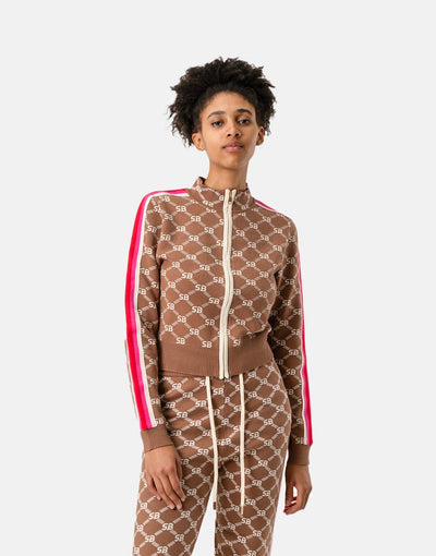 Sissy Boy Athleisure Jacquard Logo Jacket Camel