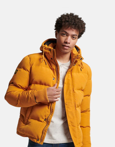 Superdry Everest Short Hooded Puffer Jacket  Mustard