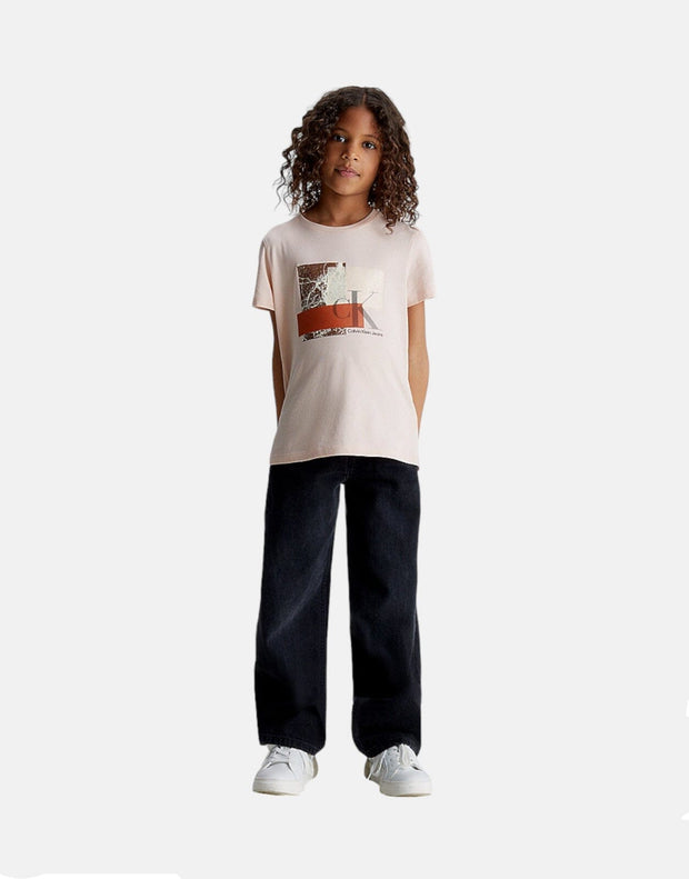 Calvin Klein Kids Layered Monogram Boxy Pink T-Shirt