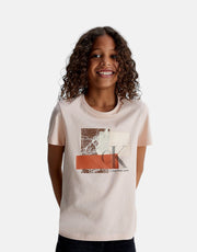 Calvin Klein Kids Layered Monogram Boxy Pink T-Shirt